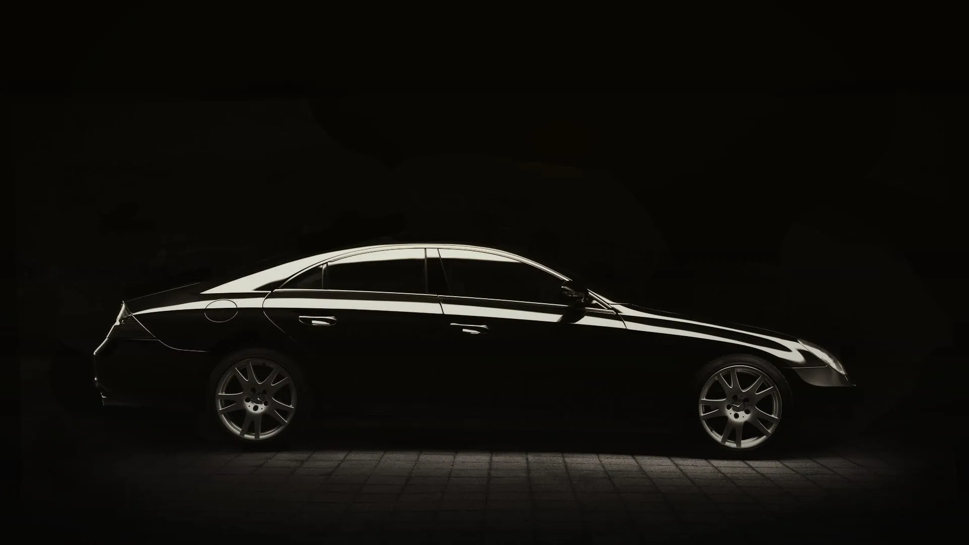 Chauffeur oder Taxi in Frankfurt: Schwarze Mercedes S-Klasse bei Nacht in Frankfurt – Chauffeur statt Taxi