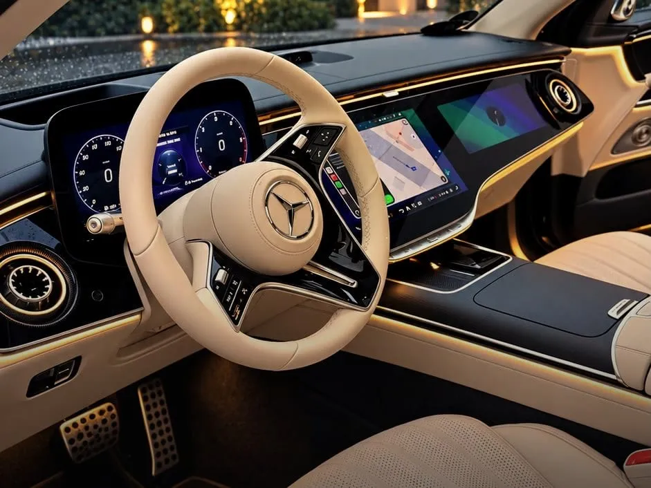 Cockpit der neuen S-Klasse – Lenkrad, digitale Instrumente und zentrales Display